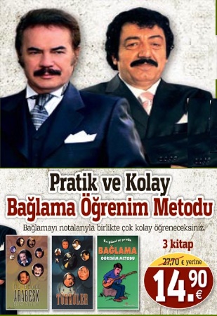 Pratik ve Kolay <br />Bağlama Öğrenim <br />Metodu <br />(3 Kitap Birarada) <br />Notalı  Ögrenim!